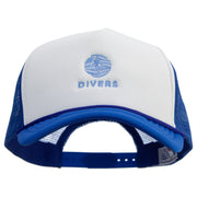 Aqua Divers Logo Embroidered Summer Foam Mesh Trucker Cap - Royal OSFM