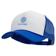 Aqua Divers Logo Embroidered Summer Foam Mesh Trucker Cap - Royal OSFM