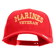 Marines Veteran Embroidered 6 Panel Structured Cotton Twill Cap Made in USA - Red OSFM