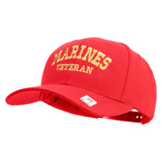 Marines Veteran Embroidered 6 Panel Structured Cotton Twill Cap Made in USA - Red OSFM