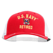 Licensed US Navy Retired Embroidered Contrast Trucker Cap - Red-White OSFM