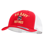 Licensed US Navy Retired Embroidered Contrast Trucker Cap - Red-White OSFM