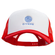 Aqua Divers Logo Embroidered Summer Foam Mesh Trucker Cap - Red OSFM