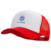 Aqua Divers Logo Embroidered Summer Foam Mesh Trucker Cap - Red OSFM