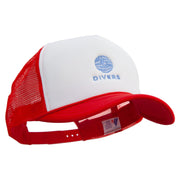 Aqua Divers Logo Embroidered Summer Foam Mesh Trucker Cap - Red OSFM