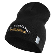 Golden US Submarine Symbol Embroidered Heavyweight Classic Knit Short Beanie - Black OSFM