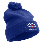 Colorado Logo Embroidered Pom Acrylic Cuff Long Beanie - Royal OSFM