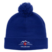 Colorado Logo Embroidered Pom Acrylic Cuff Long Beanie - Royal OSFM