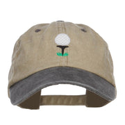 Golf Ball Tee Embroidered Washed Cap