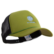 Aqua Divers Logo Embroidered Summer Foam Mesh Trucker Cap - Cactus-Black OSFM