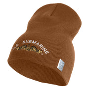 Golden US Submarine Symbol Embroidered Heavyweight Classic Knit Short Beanie - Caramel OSFM