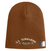 Golden US Submarine Symbol Embroidered Heavyweight Classic Knit Short Beanie - Caramel OSFM