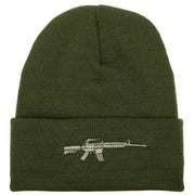 CAR-15 Rifle Embroidered Long Knitted Beanie