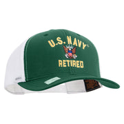 Licensed US Navy Retired Embroidered Contrast Trucker Cap - Evergreen-White OSFM