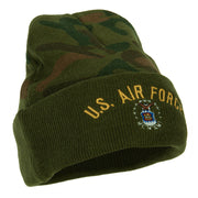 US Air Force Logo Military Embroidered Camo Long Beanie