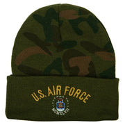 US Air Force Logo Military Embroidered Camo Long Beanie