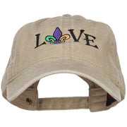 Mardi Gras Love with Fleur de Lis Embroidered Washed Cotton Cap