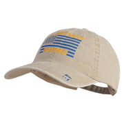 US Air Force Retired Flag Embroidered Solid Cotton Twill Low Profile Strap Cap - Khaki OSFM