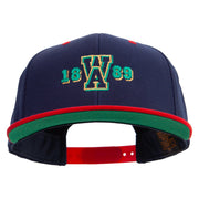 Washington 1889 Logo Embroidered Wool Blend 2 Tone Classic Snapback - Navy-Red OSFM