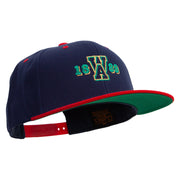 Washington 1889 Logo Embroidered Wool Blend 2 Tone Classic Snapback - Navy-Red OSFM