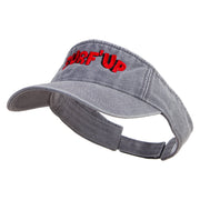 Surf Up Logo Embroidered Washed Pigment Dyed Cotton Twill Visor - Black OSFM