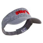 Surf Up Logo Embroidered Washed Pigment Dyed Cotton Twill Visor - Black OSFM