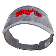 Surf Up Logo Embroidered Washed Pigment Dyed Cotton Twill Visor - Black OSFM