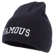 Famous Embroidered Design 8 Inch Knitted Short Beanie