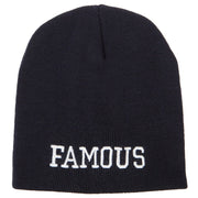 Famous Embroidered Design 8 Inch Knitted Short Beanie