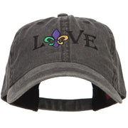 Mardi Gras Love with Fleur de Lis Embroidered Washed Cotton Cap