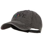 Mardi Gras Love with Fleur de Lis Embroidered Washed Cotton Cap