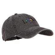 Mardi Gras Love with Fleur de Lis Embroidered Washed Cotton Cap