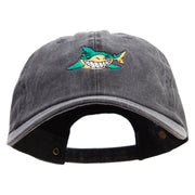 Cartoon Shark Logo Embroidered Cotton Twill Premium Pigment Dyed Cap - Black OSFM