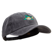 Cartoon Shark Logo Embroidered Cotton Twill Premium Pigment Dyed Cap - Black OSFM