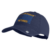 US Air Force Retired Flag Embroidered Solid Cotton Twill Low Profile Strap Cap - Navy OSFM