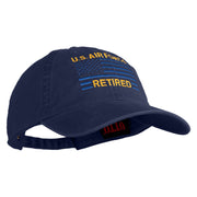 US Air Force Retired Flag Embroidered Solid Cotton Twill Low Profile Strap Cap - Navy OSFM