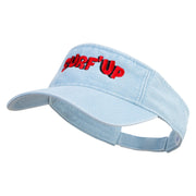 Surf Up Logo Embroidered Washed Pigment Dyed Cotton Twill Visor - Aqua OSFM