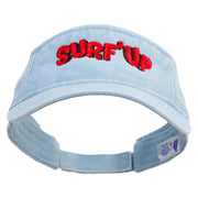 Surf Up Logo Embroidered Washed Pigment Dyed Cotton Twill Visor - Aqua OSFM