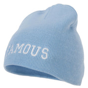 Famous Embroidered Design 8 Inch Knitted Short Beanie