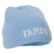 Famous Embroidered Design 8 Inch Knitted Short Beanie