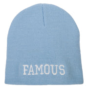 Famous Embroidered Design 8 Inch Knitted Short Beanie