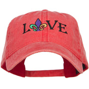 Mardi Gras Love with Fleur de Lis Embroidered Washed Cotton Cap