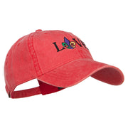 Mardi Gras Love with Fleur de Lis Embroidered Washed Cotton Cap