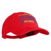 US Air Force Retired Flag Embroidered Solid Cotton Twill Low Profile Strap Cap - Red OSFM