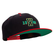 Washington 1889 Logo Embroidered Wool Blend 2 Tone Classic Snapback - Black-Red OSFM