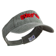 Surf Up Logo Embroidered Washed Pigment Dyed Cotton Twill Visor - Olive OSFM