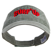 Surf Up Logo Embroidered Washed Pigment Dyed Cotton Twill Visor - Olive OSFM