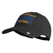 US Air Force Retired Flag Embroidered Solid Cotton Twill Low Profile Strap Cap - Black OSFM
