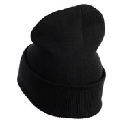Bruh Phrase Logo Embroidered 12 inch Acrylic Blank Cuff Long Beanie - Black OSFM