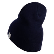Navy USN Veteran Symbol Embroidered Heavyweight Classic Knit Short Beanie - Navy OSFM